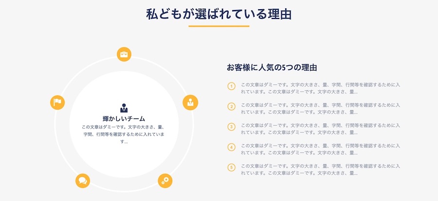 エスティバルのWordPressテーマ – 企業・ビジネス向けテーマ｜目を引くモジュールの例