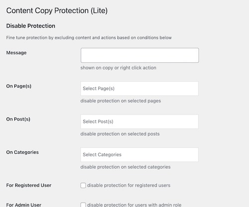 設定 - WP Content Copy Protection — WordPress - estival